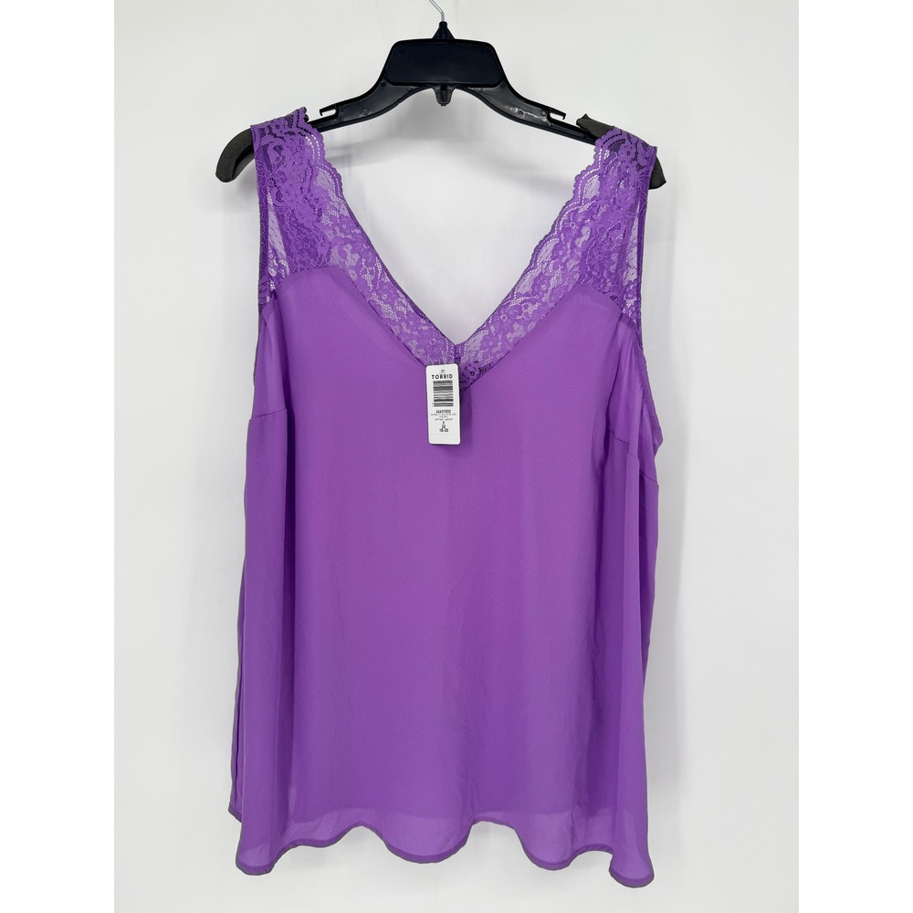 Torrid Georgette Lace Detail Cami Women 2X Purple New Hyacinth V-Neck Sleeveless